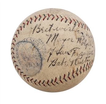 Babe Ruth and Lou Gehrig Dual Signed OAL Baseball Inscribed To San Francisco Mayor James Rolph (PSA/DNA & JSA)